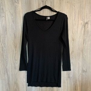 H&M Divided Long Black Sweater with Side Slit